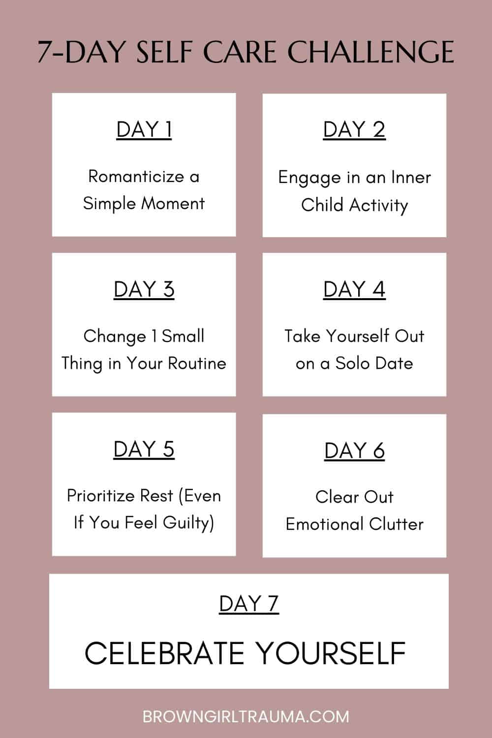 7 day self care challenge